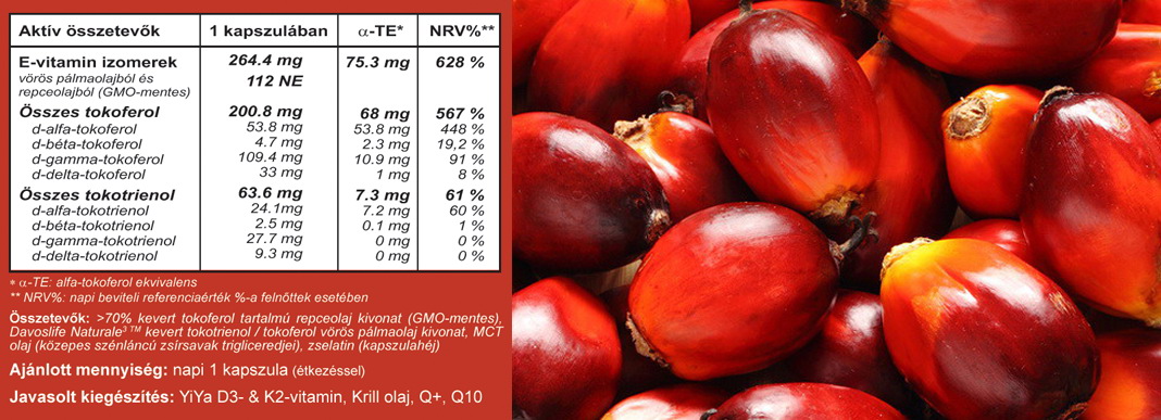 YiYa 8-E-vitamin kevert tokoferol / tokotrienol komplex teljes spektrum kapszula tabletta összetétel