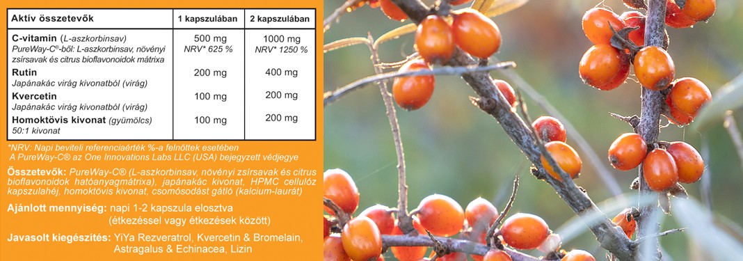 YiYa Homoktövis C-vitamin kapszula tabletta összetétel