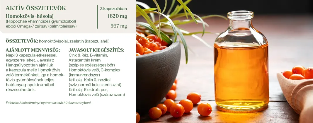 YiYa Homoktovisolaj Omega-7 kapszula összetétel
